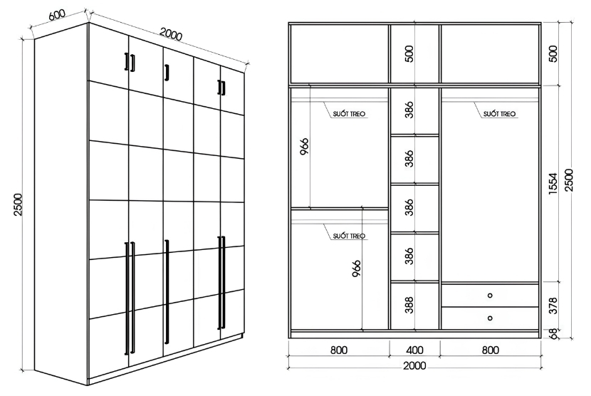 Hướng dẫn chọn kích thước tủ quần áo hợp phong thủy và không gian.