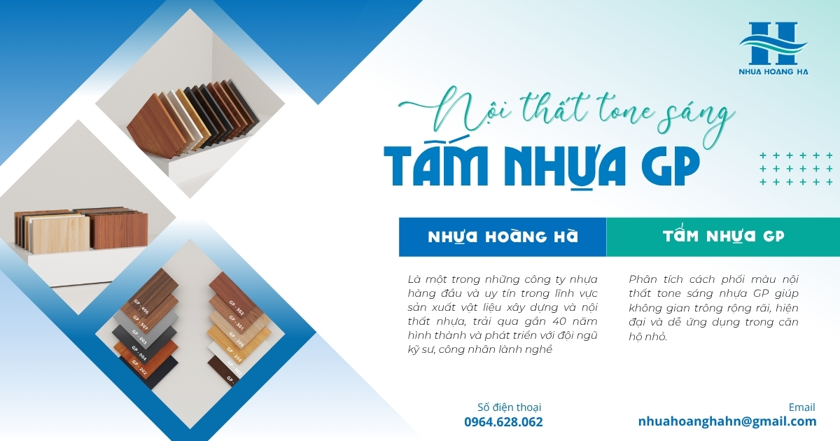 Phân tích cách phối màu nội thất tone sáng nhựa GP giúp không gian trông rộng rãi, hiện đại và dễ ứng dụng trong căn hộ nhỏ.
