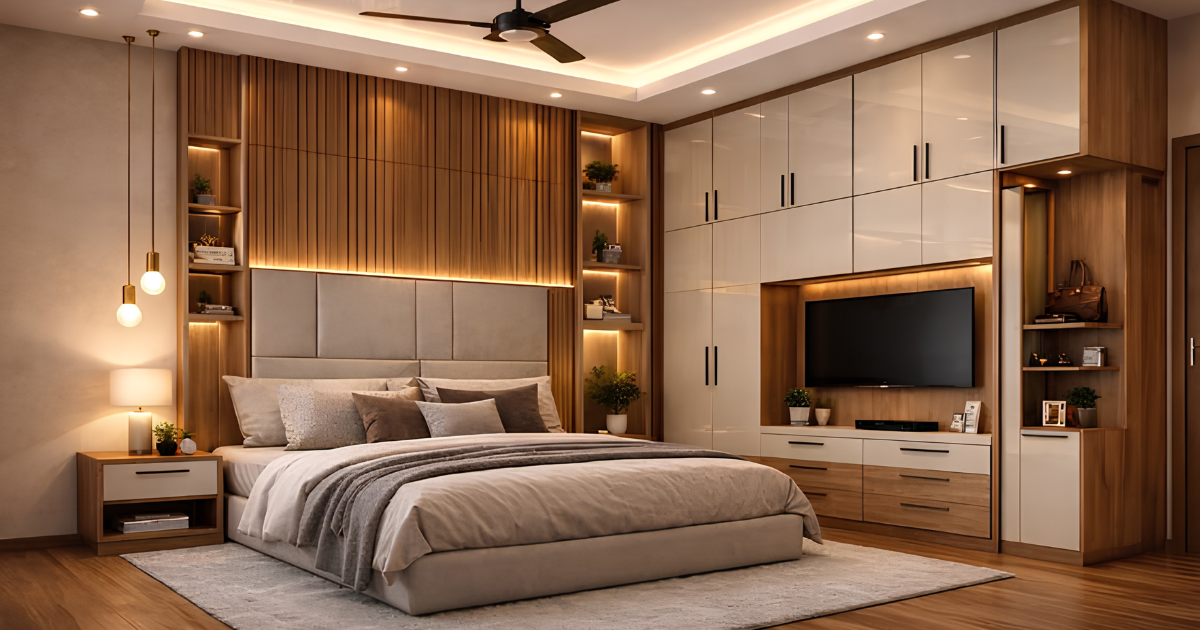 Tham khảo cách phối màu tấm nhựa VF với sàn gỗ để tủ và nội thất có tổng thể hài hòa.